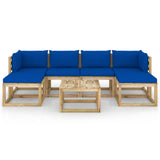 Set Divani da Giardino 7pz con Cuscini Legno di Pino Impregnato