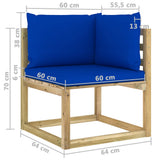 Set Divani da Giardino 7pz con Cuscini Legno di Pino Impregnato