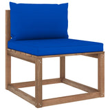 Set Divani Giardino su Pallet 3 pz con Cuscini Pino Impregnato