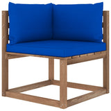Set Divani Giardino su Pallet 3 pz con Cuscini Pino Impregnato
