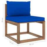 Set Divani Giardino su Pallet 3 pz con Cuscini Pino Impregnato