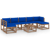 Set Divani da Giardino 8 pz con Cuscini Blu