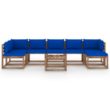 Set Divani da Giardino 8 pz con Cuscini Blu