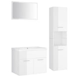 Set Mobili da Bagno Bianco Lucido in Truciolato