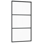Porta Scorrevole in Vetro ESG e Alluminio 102x205 cm Nera