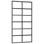 Porta Scorrevole in Vetro ESG e Alluminio 102x205 cm Nera