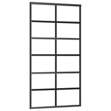 Porta Scorrevole in Vetro ESG e Alluminio 102x205 cm Nera