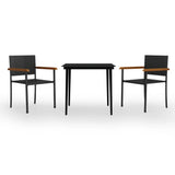 Set Mobili da Pranzo per Giardino 3 pz Nero