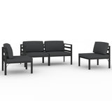 Set Divani da Giardino 4 pz con Cuscini in Alluminio Antracite