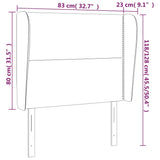 Testiera ad Orecchio Grigio Chiaro 83x23x118/128 cm in Velluto