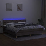 Letto a Molle con Materasso e LED Tortora 160x200 cm in Tessuto