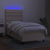 Letto a Molle con Materasso e LED Crema 80x200 cm in Tessuto