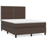 Giroletto a Molle con Materasso Marrone 140x190cm in Similpelle