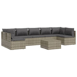Set Divani da Giardino 8 pz con Cuscini in Polyrattan Grigio