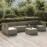 Set Divani da Giardino 8 pz con Cuscini in Polyrattan Grigio