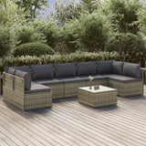 Set Divani da Giardino 8 pz con Cuscini in Polyrattan Grigio