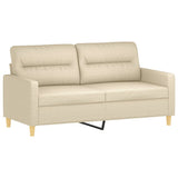 Set di Divani 3 pz con Cuscini Crema in Tessuto