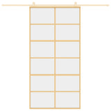 Porta Scorrevole Oro 102,5x205 Vetro Trasparente ESG Alluminio