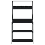 Scaffale da Cucina con Ganci 4 Ripiani Nero Legno Multistrato