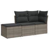 Set Divani da Giardino 3 pz con Cuscini Grigio in Polyrattan